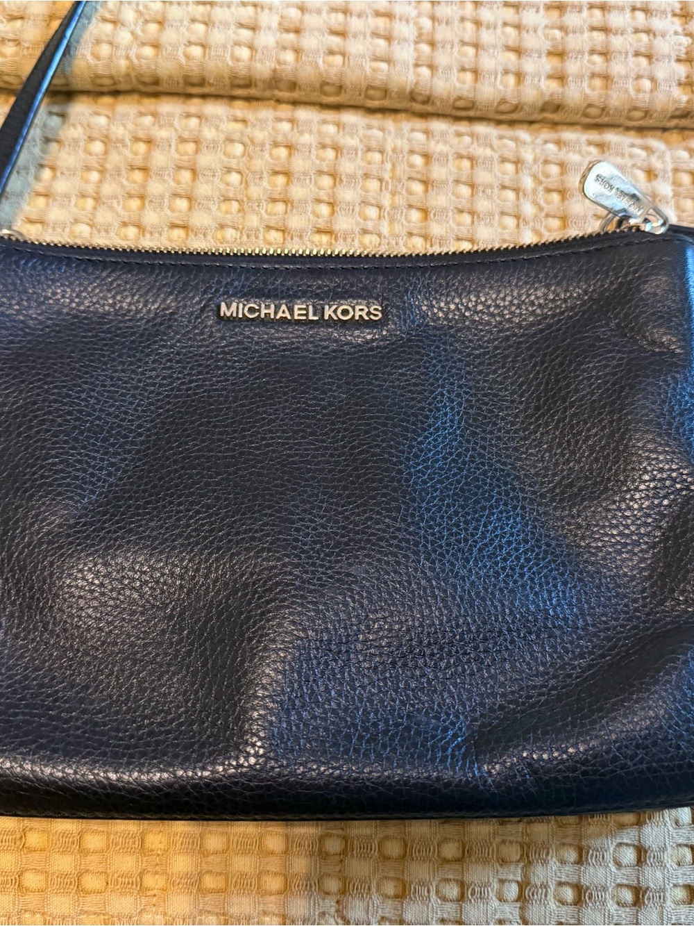 Michael Kors Black Pebbled Leather Crossbody with Gold Hardware